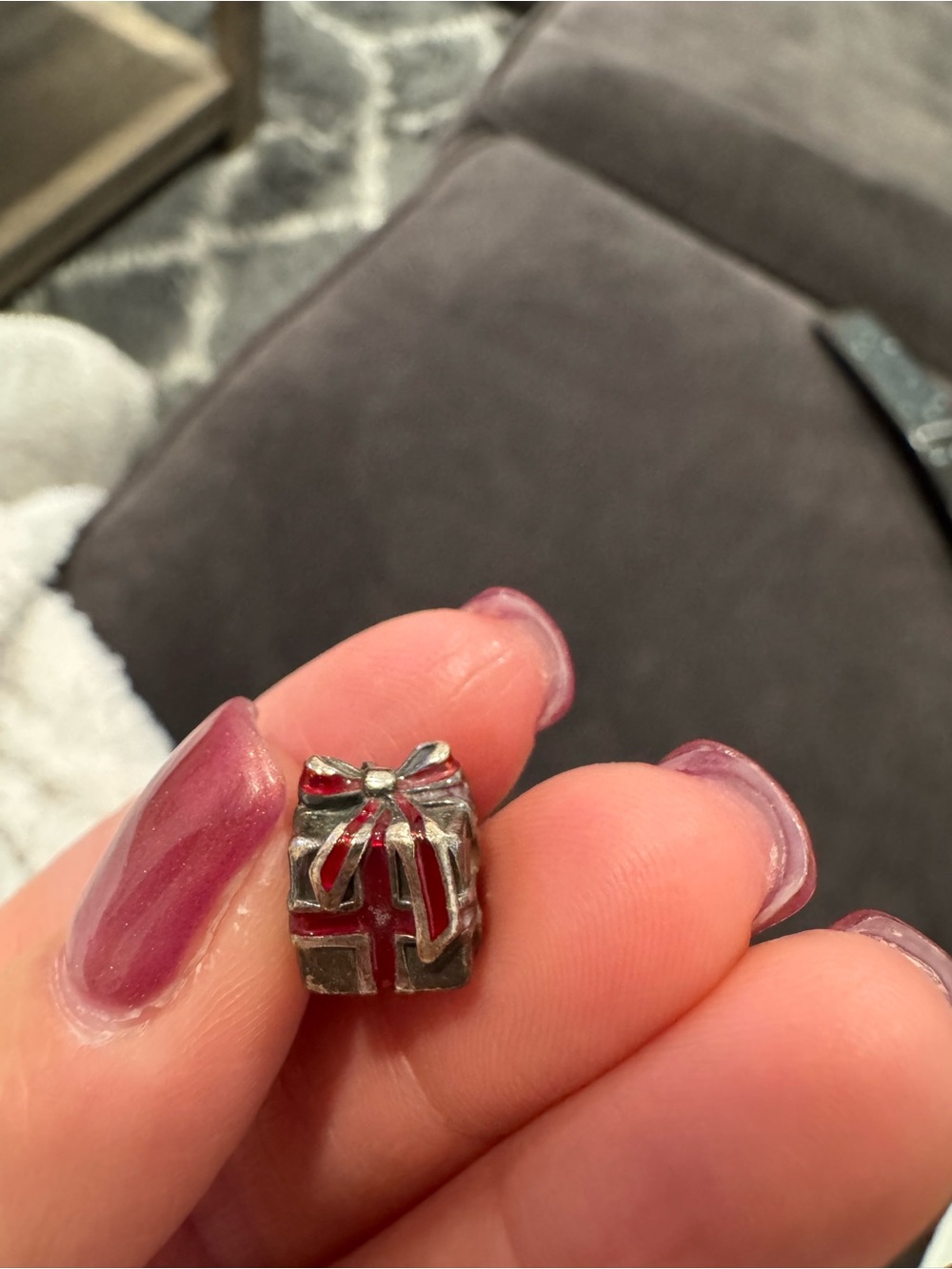 Pandora Silver Gift Box Charm with Red Enamel